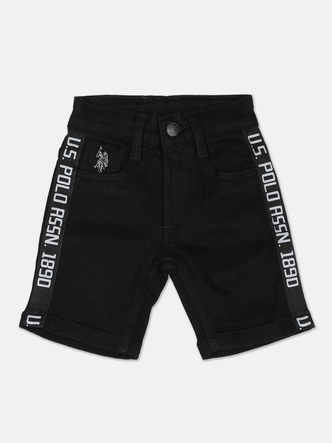 

U.S. Polo Assn. Kids Boys Mid Rise Denim Shorts, Black