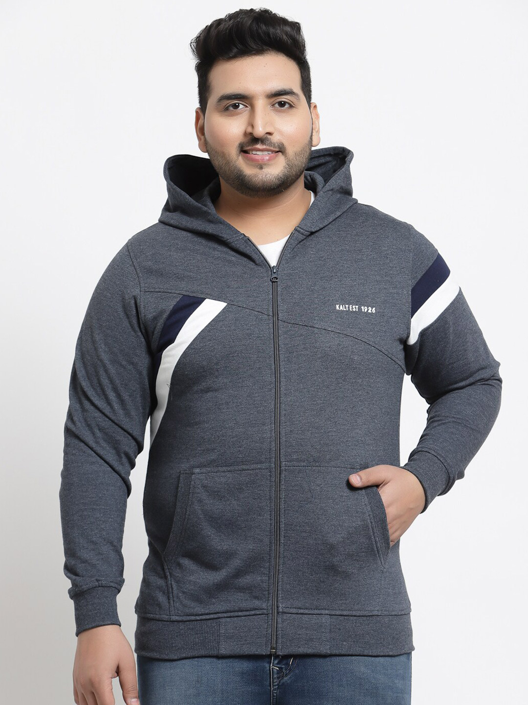 

Kalt Men Front Open Sweatshirt, Blue