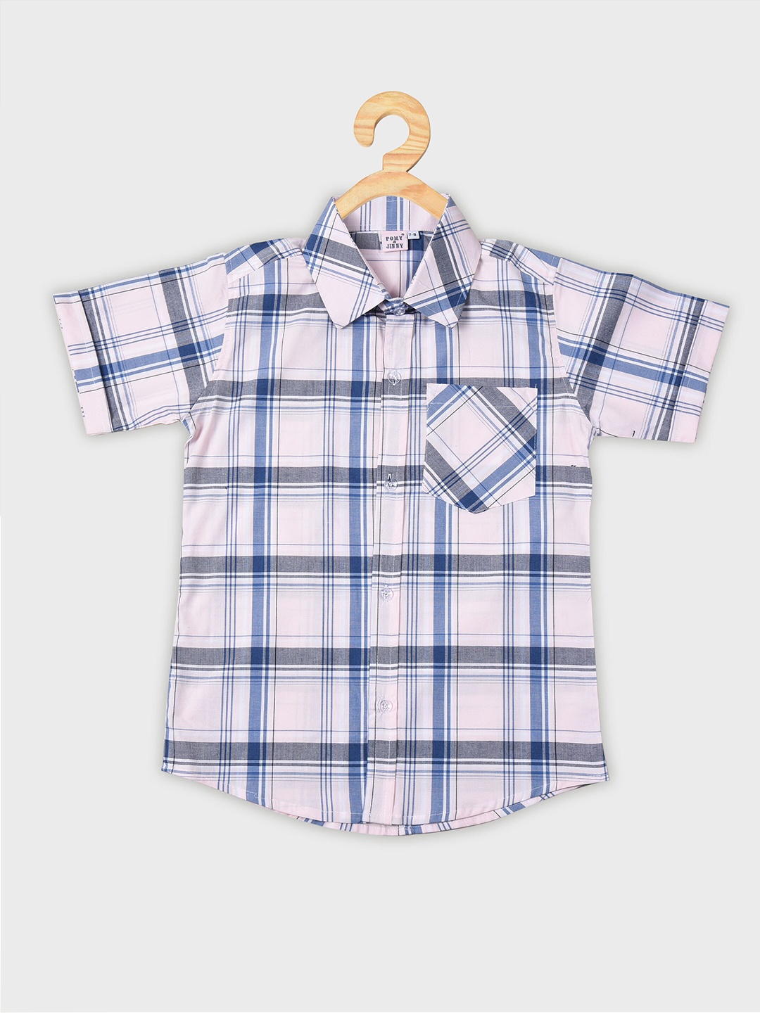 

POMY & JINNY Boys Smart Slim Fit Tartan Checks Casual Shirt, White