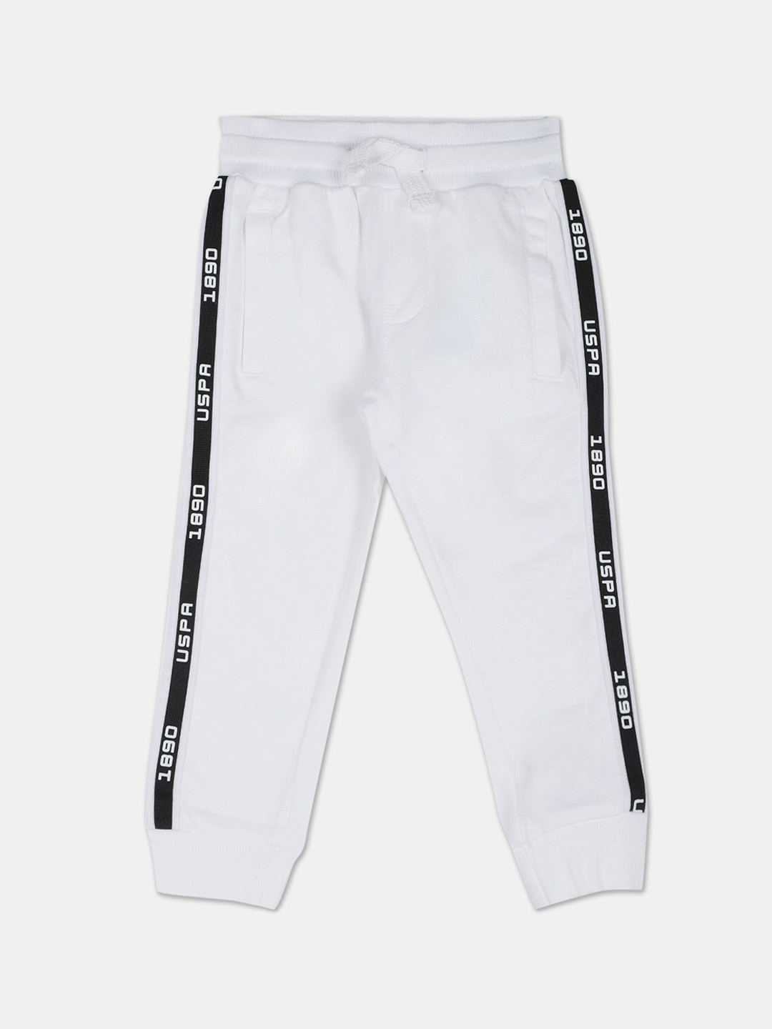 U.S. Polo Assn. Kids Boys Straight-Fit Pure Cotton Joggers, White