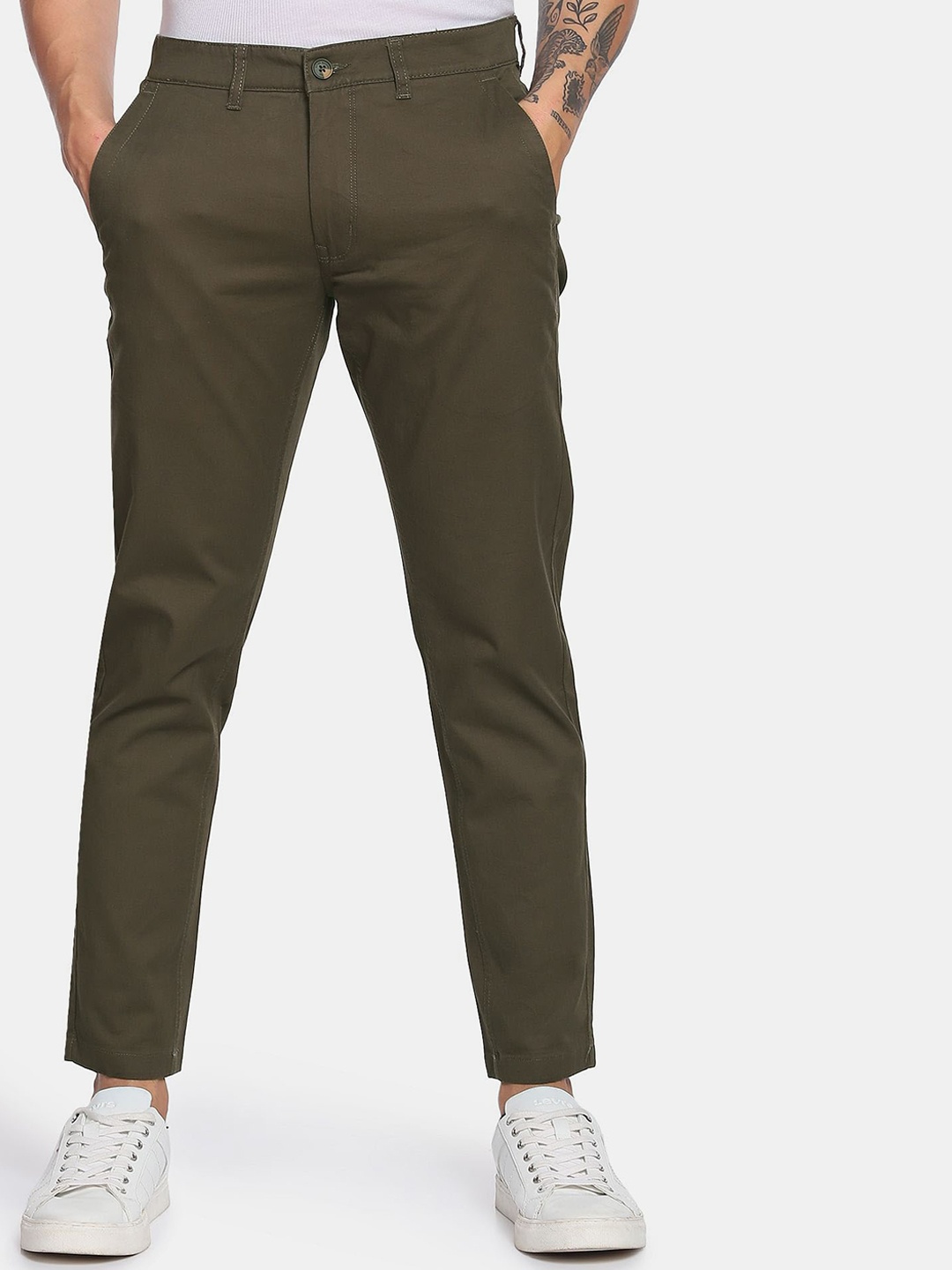 

Flying Machine Super Slim Fit Cross Pocket Chinos, Brown