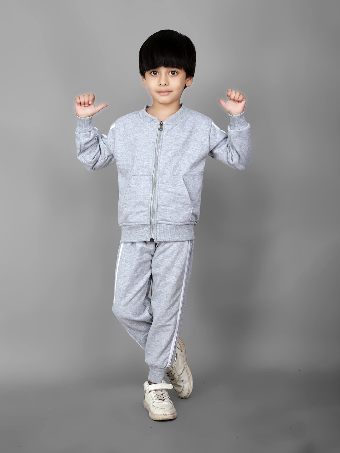 

Ameeha Kids Grey Striped Sweatshirt with Jogger