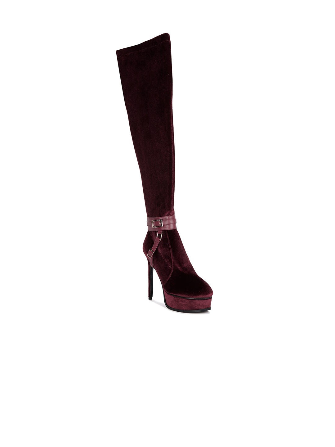 

RAG & CO Women Platform Heeled Winter Boots, Burgundy