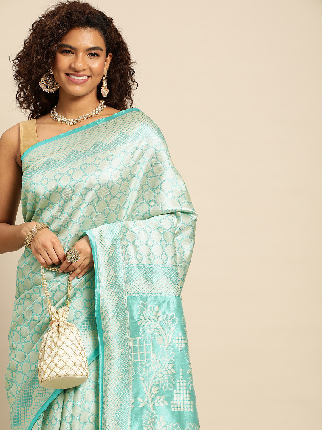 

Pothys Ethnic Motifs Zari Jute Silk Saree, Blue