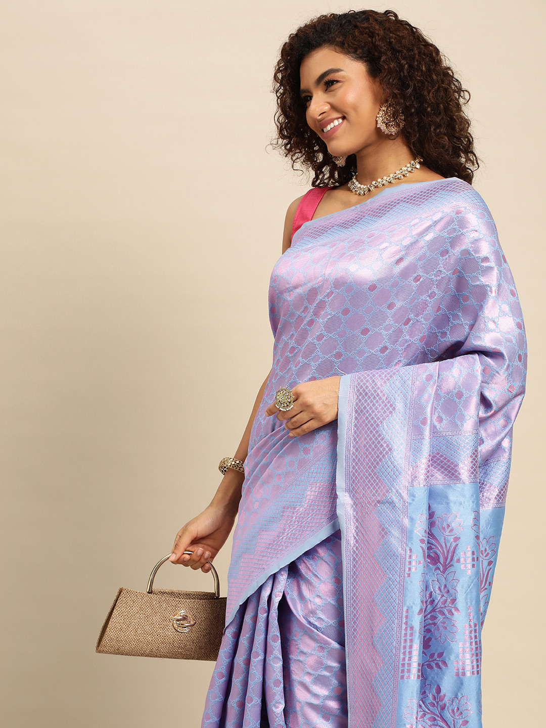 

Pothys Ethnic Motifs Zari Jute Silk Saree, Blue