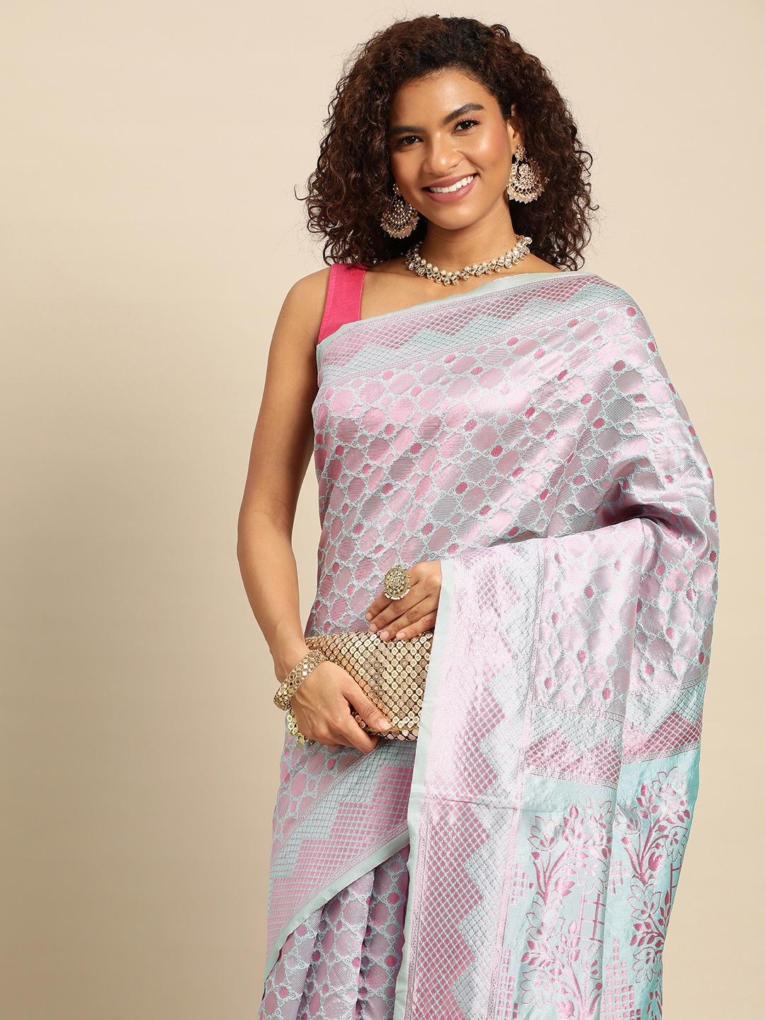 

Pothys Ethnic Motifs Zari Jute Silk Saree, Grey