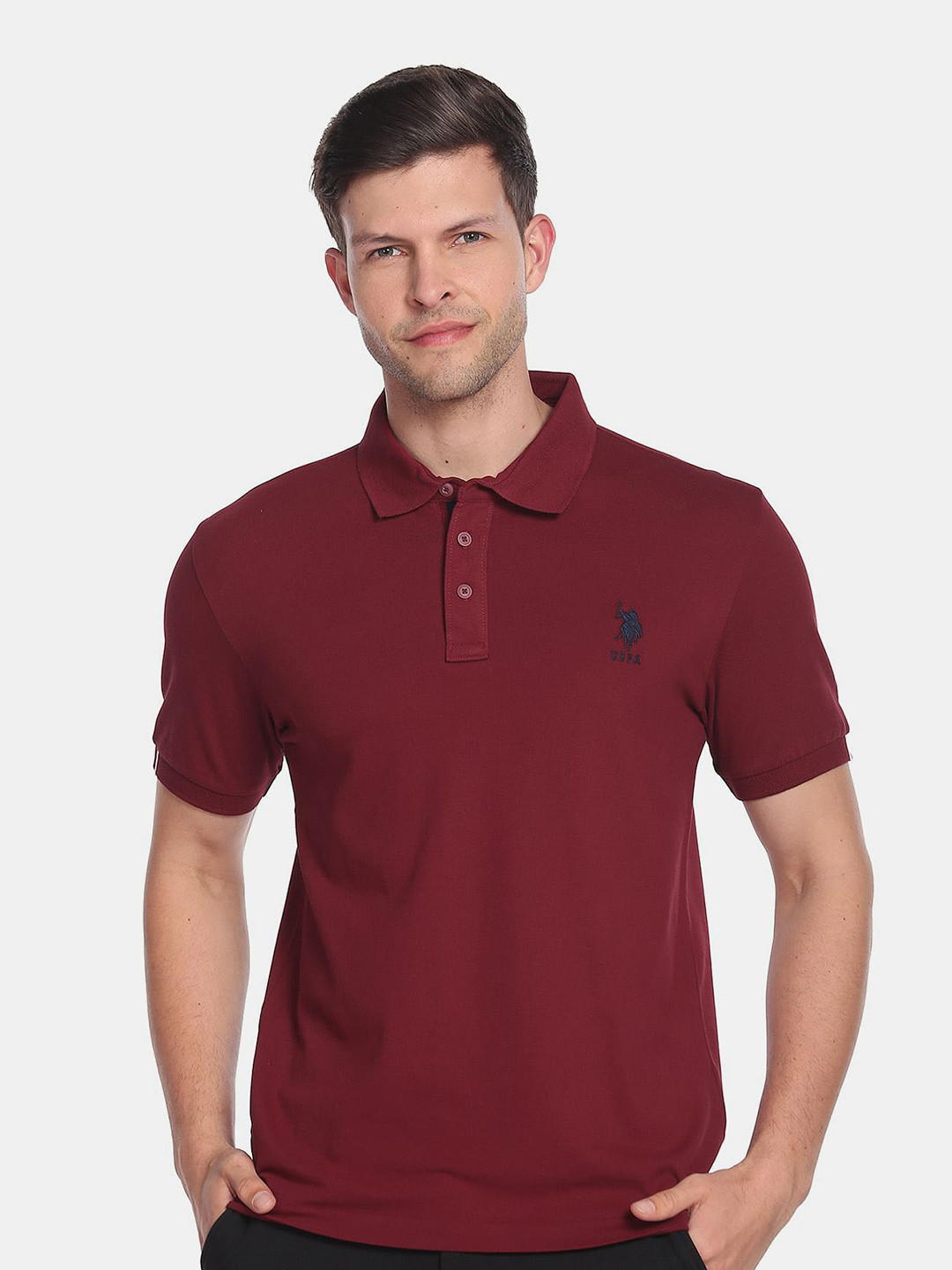 

U.S. Polo Assn. Polo Collar Slim Fit Cotton T-shirt, Maroon