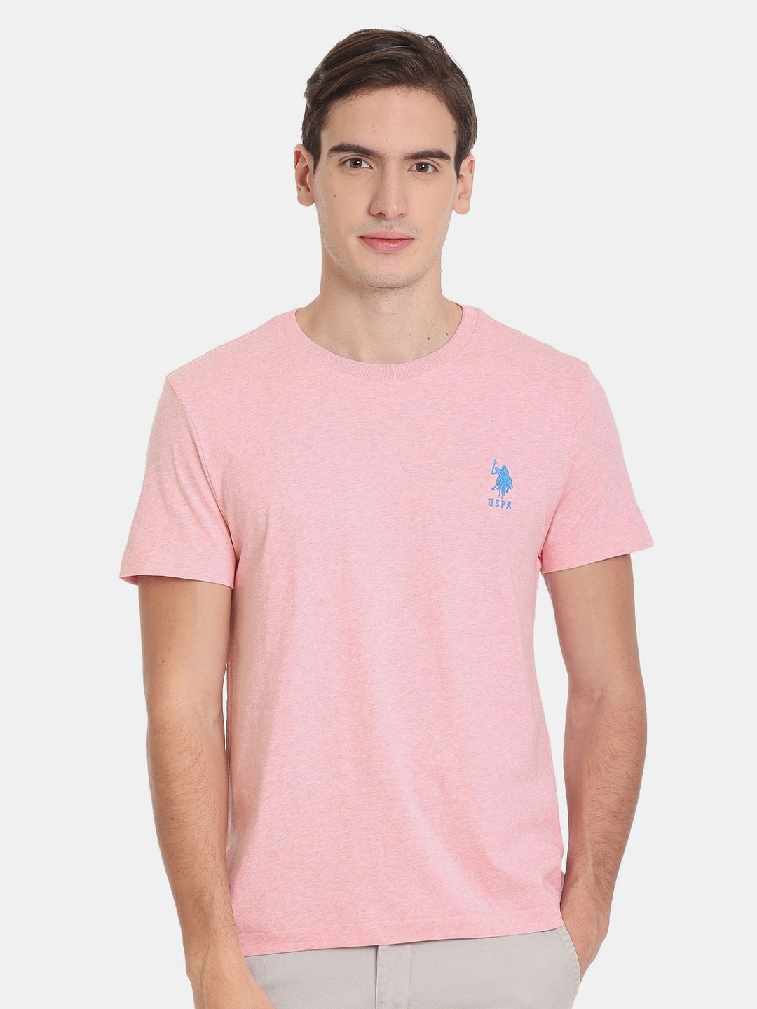 

U.S. Polo Assn. Men Brand Logo Cotton T-shirt, Pink