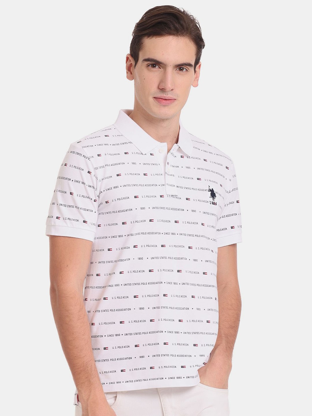 

U.S. Polo Assn. Men Typography Printed Pure Cotton T-shirt, White