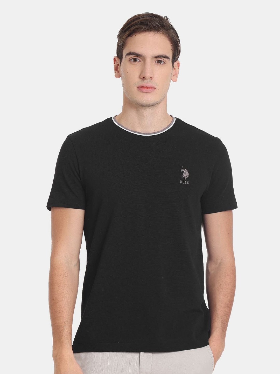 

U.S. Polo Assn. Men Slim Fit Cotton T-shirt, Black