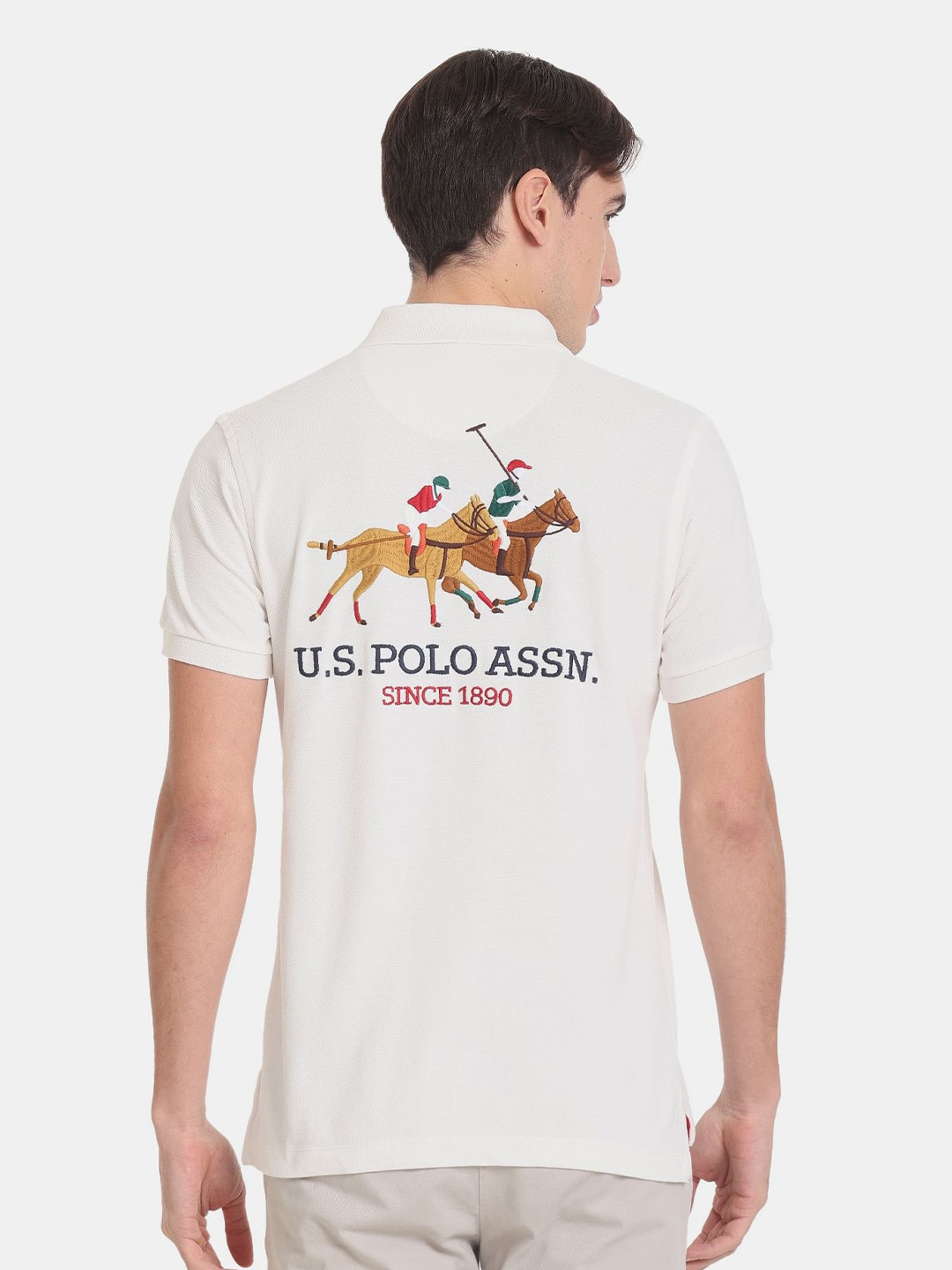 

U.S. Polo Assn. Men Polo Collar Slim Fit Cotton T-shirt, White