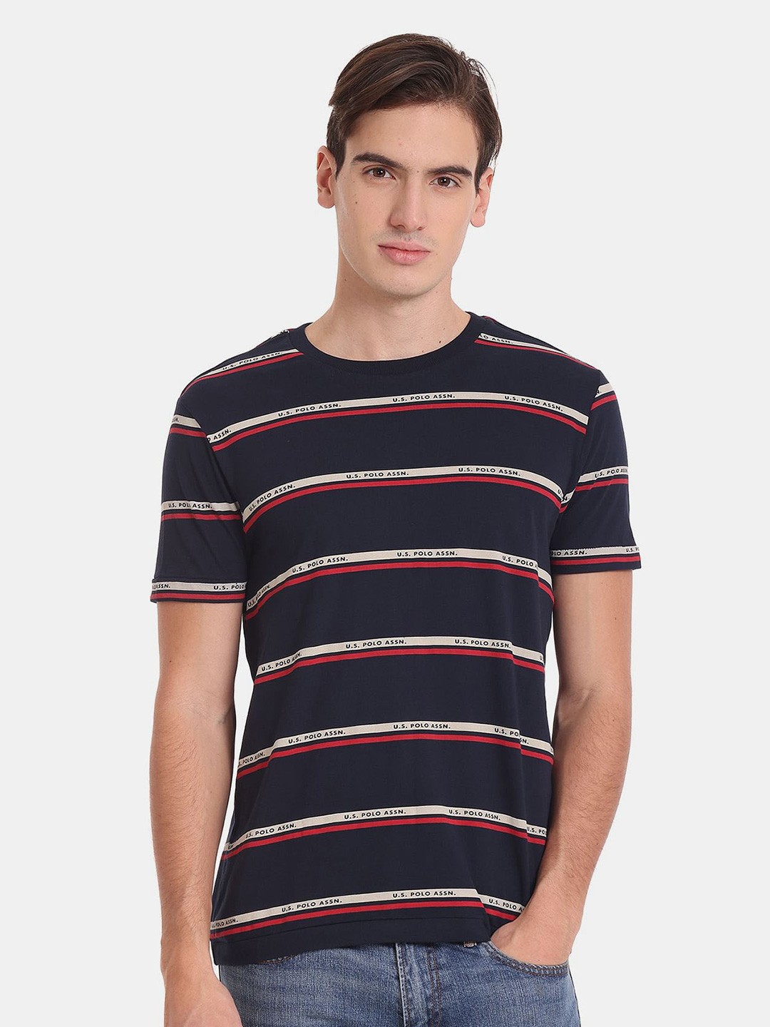 

U.S. Polo Assn. Denim Co. Men Striped Slim Fit T-shirt, Navy blue