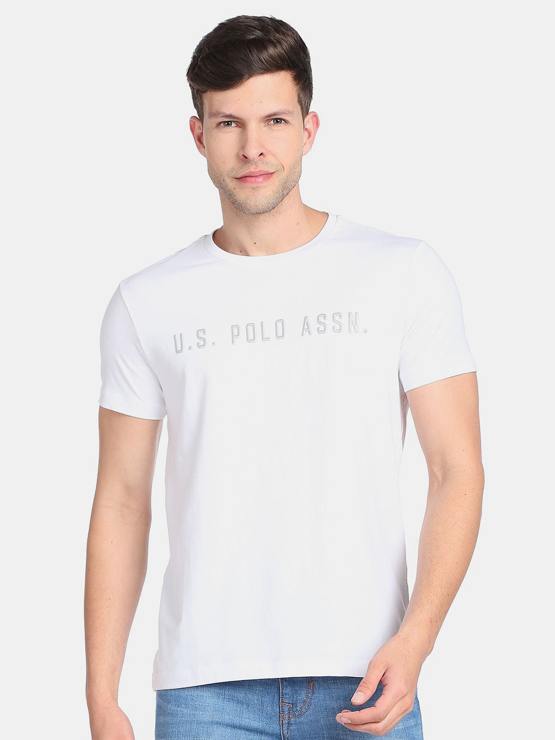 

U.S. Polo Assn. Denim Co. Men Typography Printed Slim Fit T-shirt, White