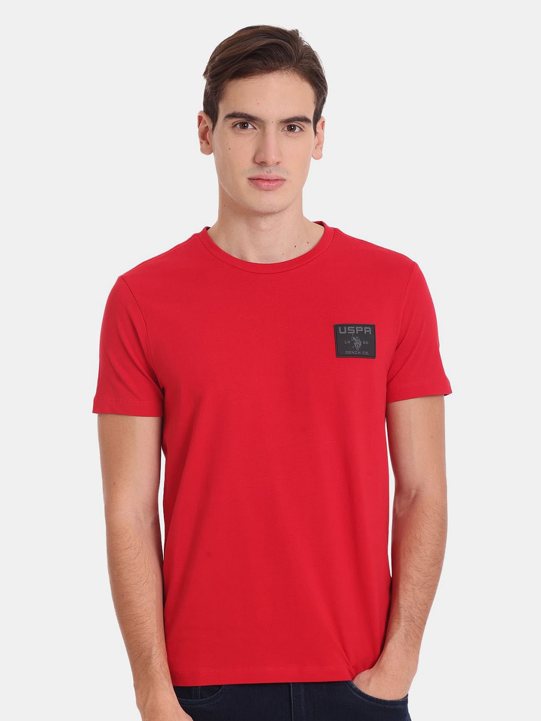 

U.S. Polo Assn. Denim Co. Men Cotton Slim Fit T-shirt, Red