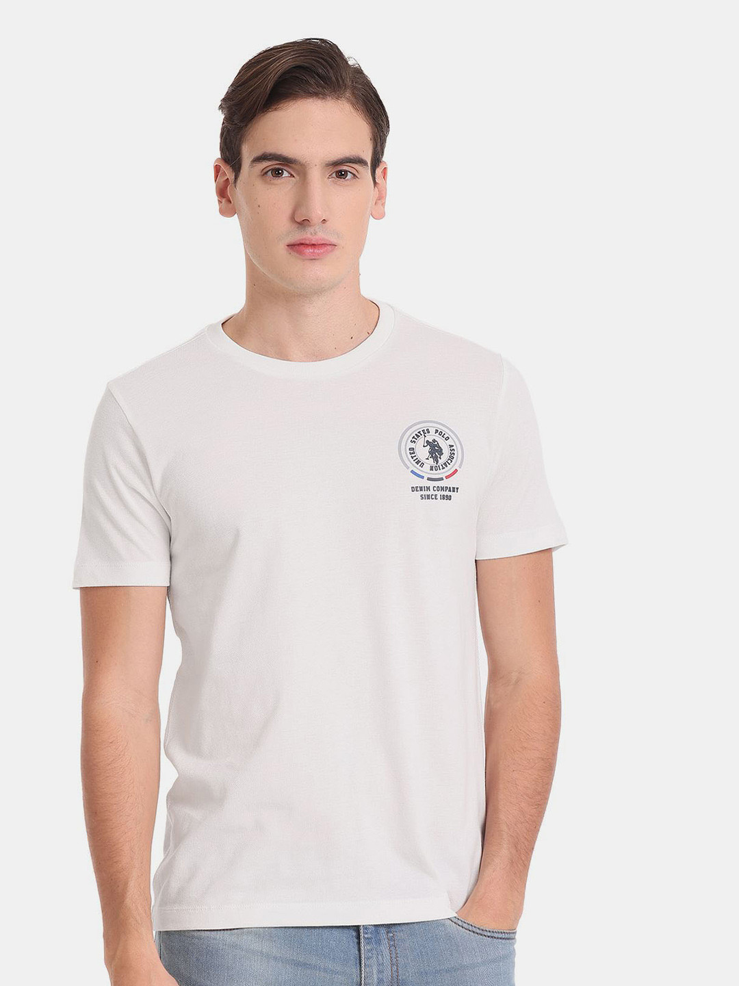 

U S Polo Assn Denim Co Plus Size Cotton White T-shirt