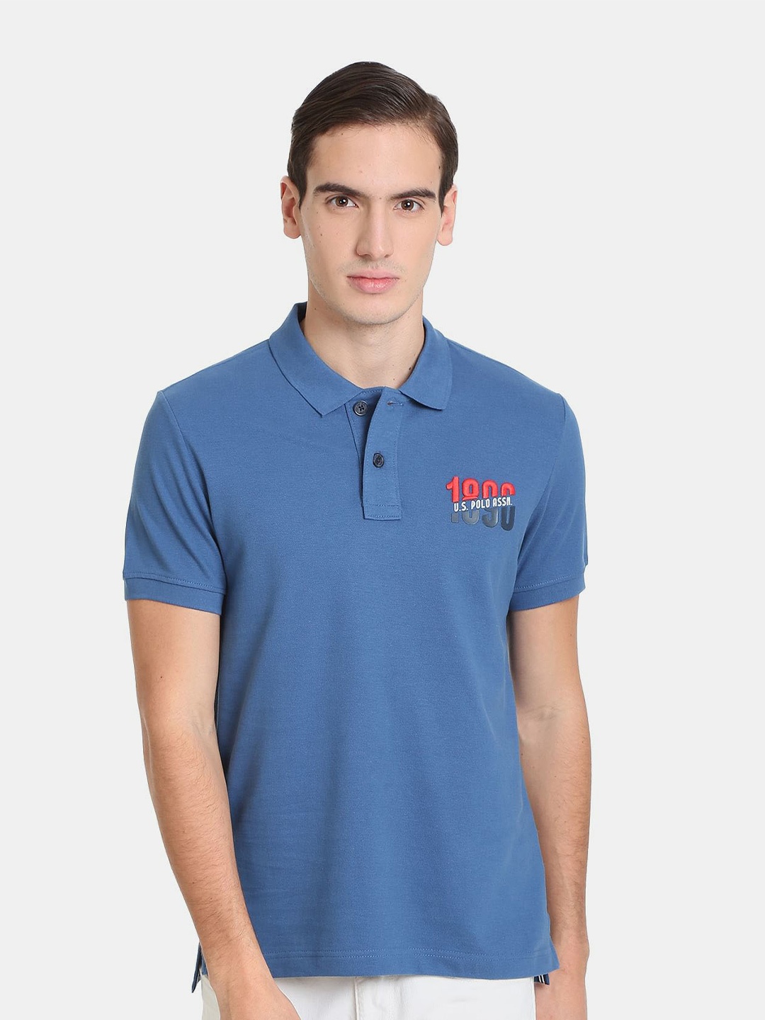 

U.S. Polo Assn. Denim Co. Men Polo Collar Pure Cotton Slim Fit T-shirt, Blue