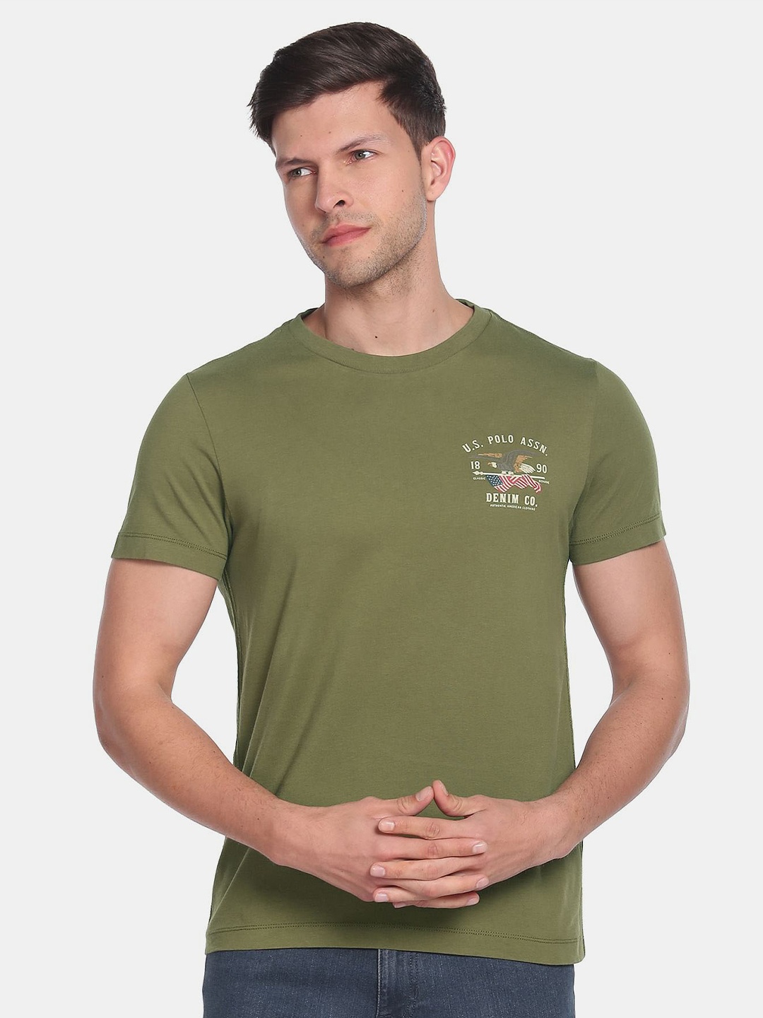 U.S. Polo Assn. Denim Co. Men Cotton T-shirt, Green