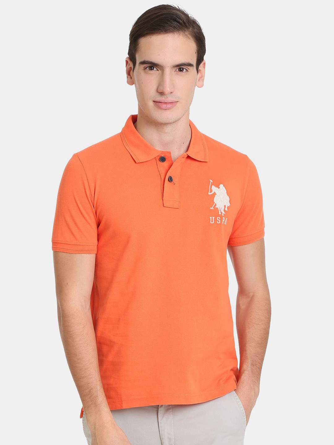 

U.S. Polo Assn. Denim Co. Men Cotton Polo Collar T-shirt, Orange