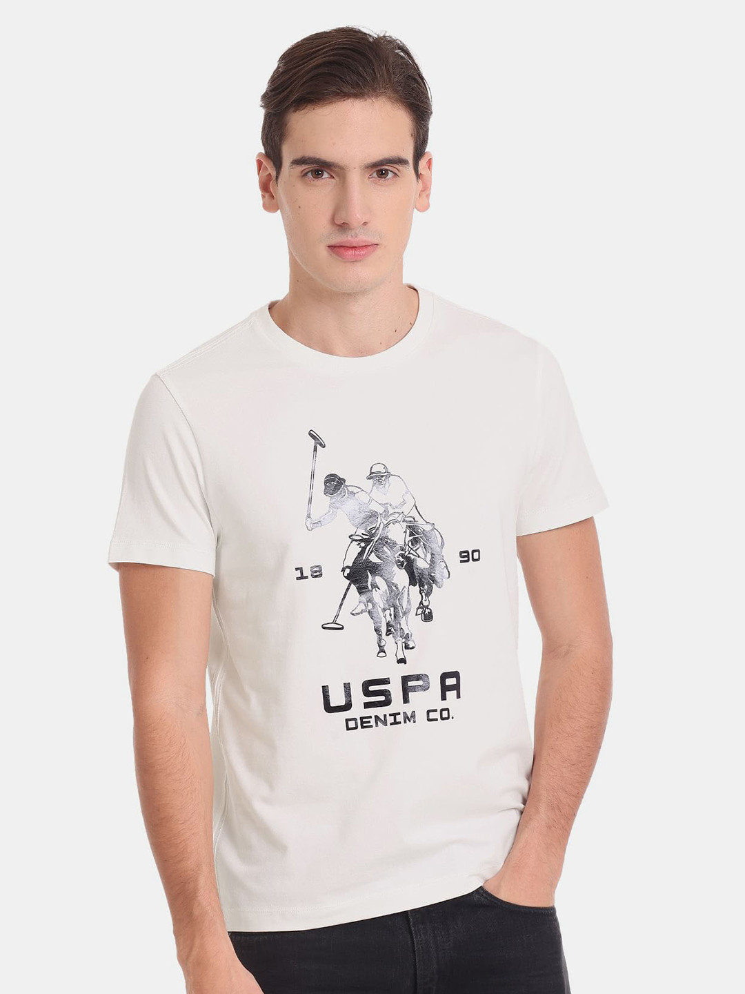 

U.S. Polo Assn. Denim Co. Men Printed T-shirt, White