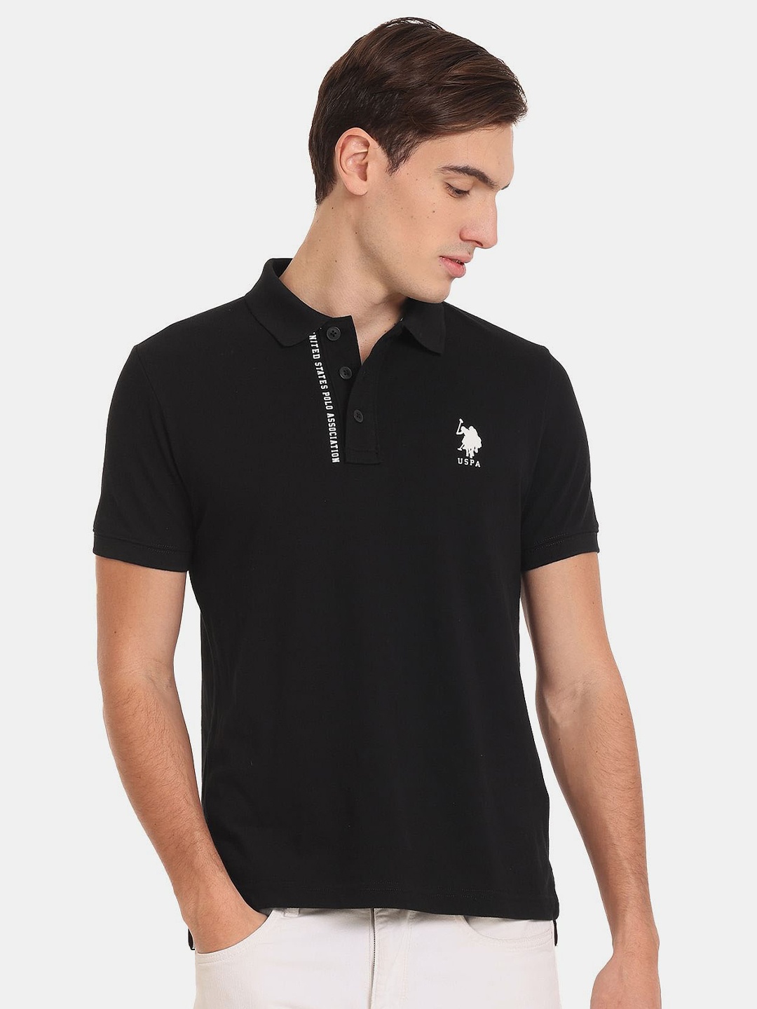 

U.S. Polo Assn. Denim Co. Men Polo Collar Plus Size T-shirt, Black