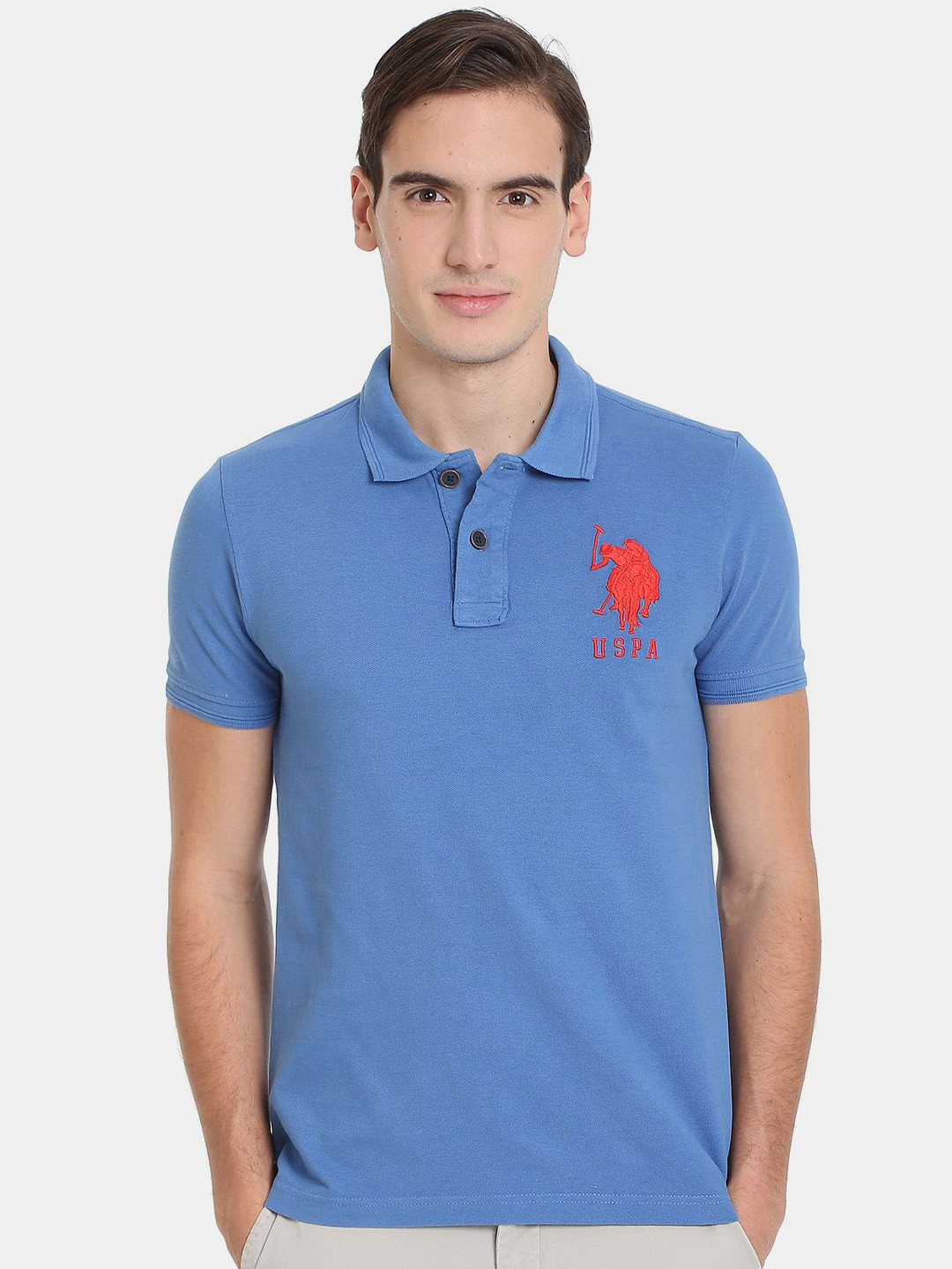 

U S Polo Assn Denim Co Men Polo Collar Slim Fit T-shirt, Blue