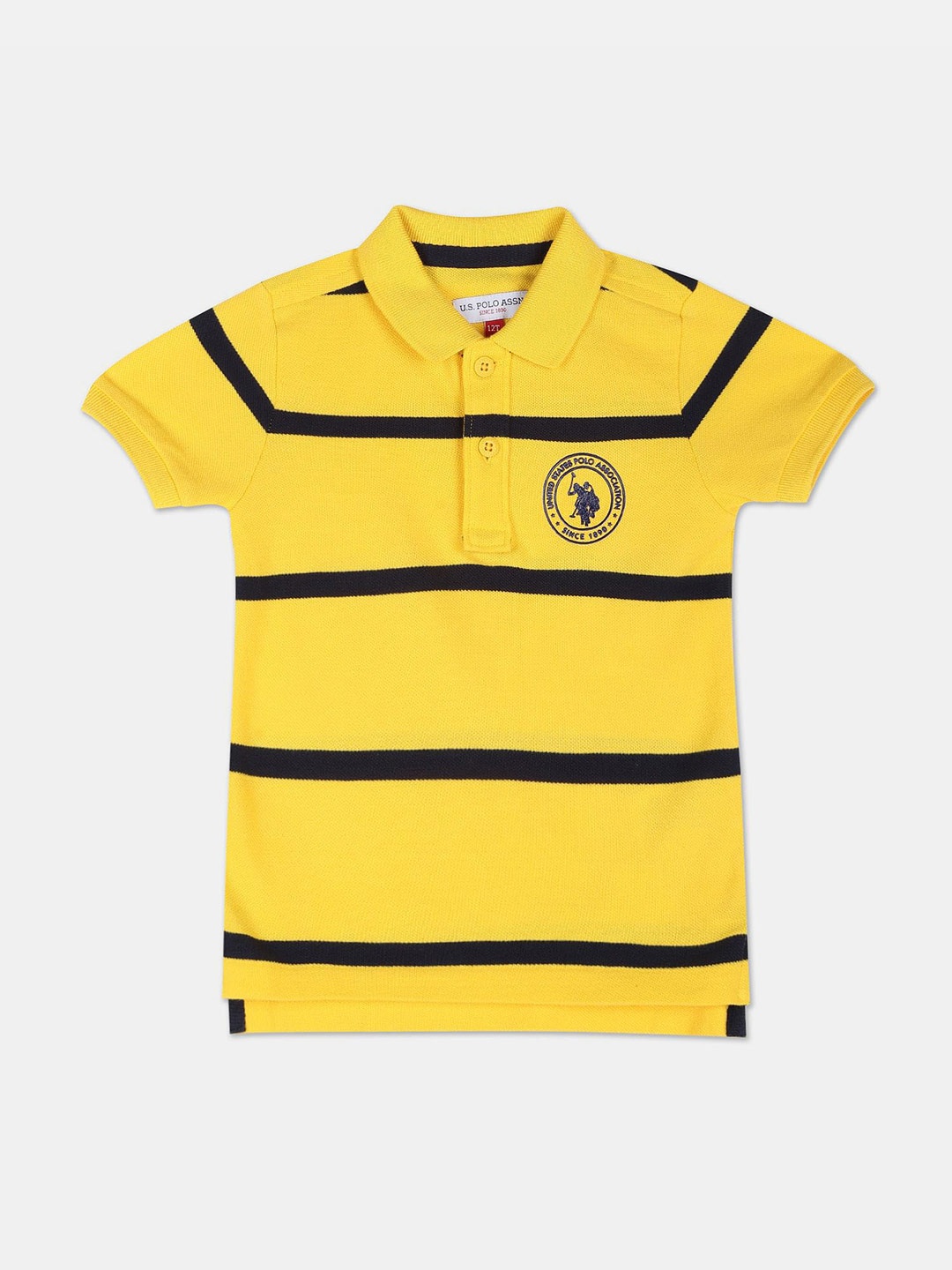 

U.S. Polo Assn. Kids Boys Striped Polo Collar Cotton T-shirt, Yellow