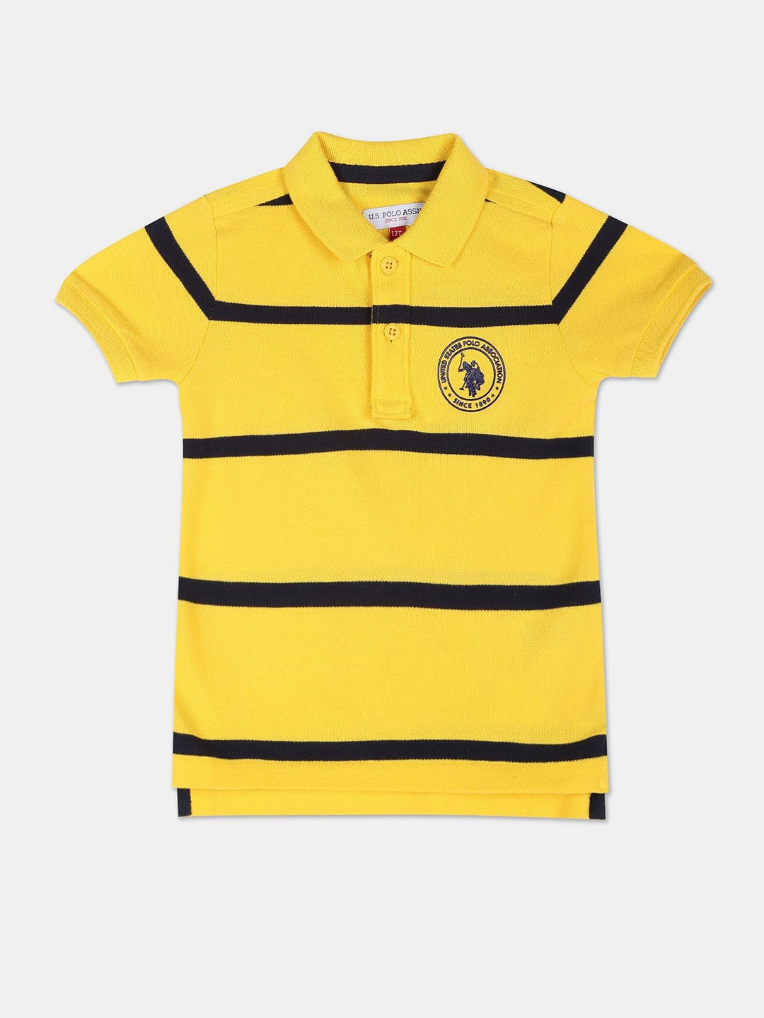 

U.S. Polo Assn. Kids Boys Striped Polo Collar Pure Cotton T-shirt, Yellow