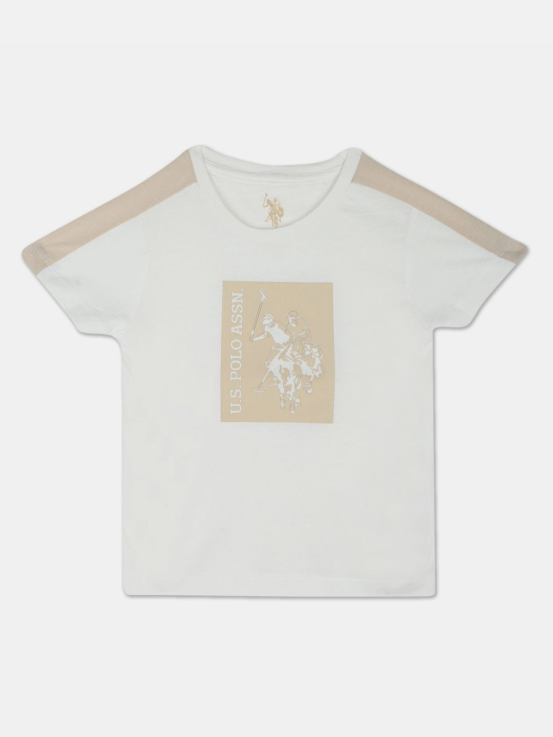 

U.S. Polo Assn. Kids Boys Brand Logo Printed Pure Cotton T-shirt, White