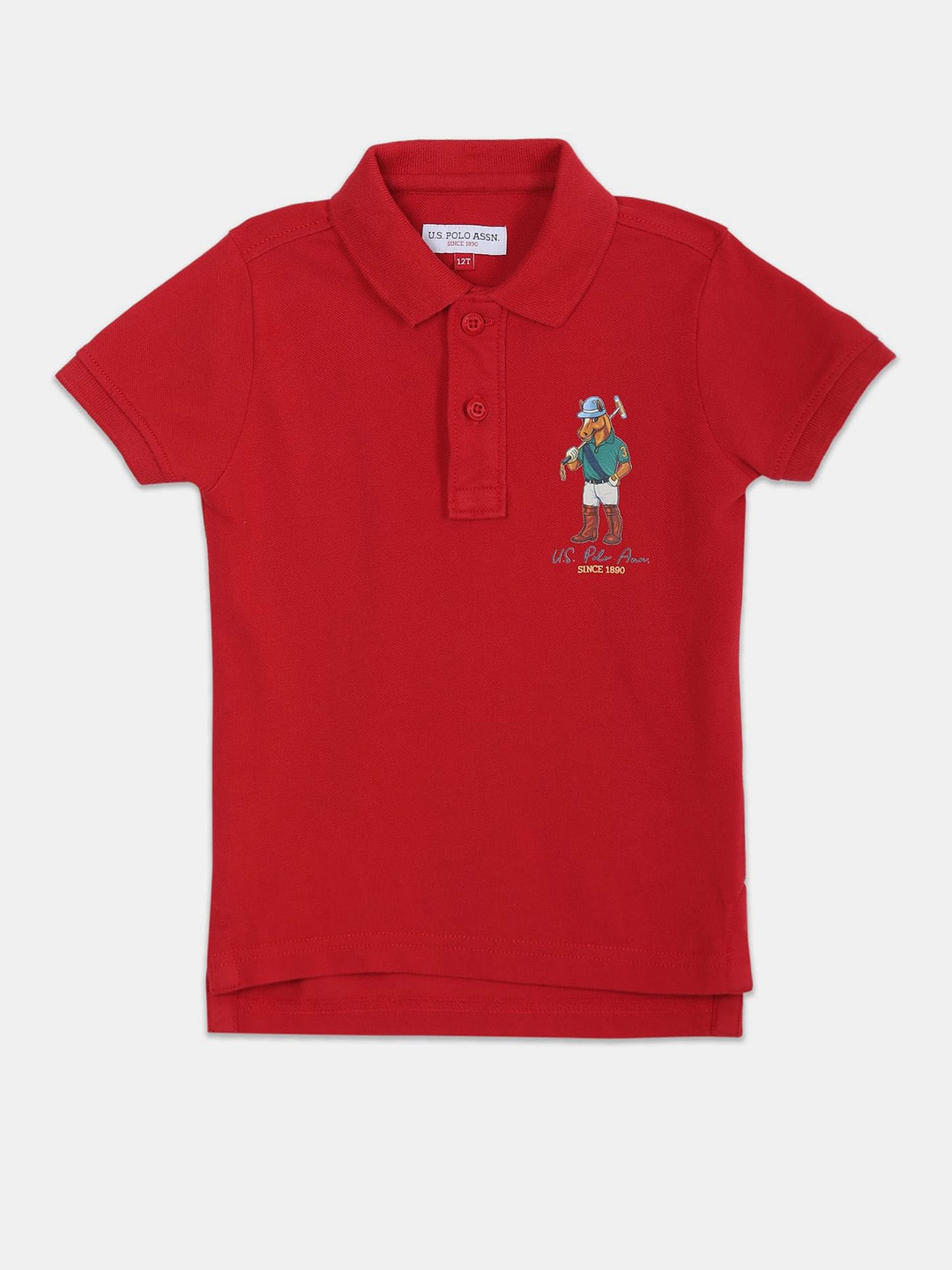 

U.S. Polo Assn. Kids Boys Polo Collar Pure Cotton T-shirt, Red