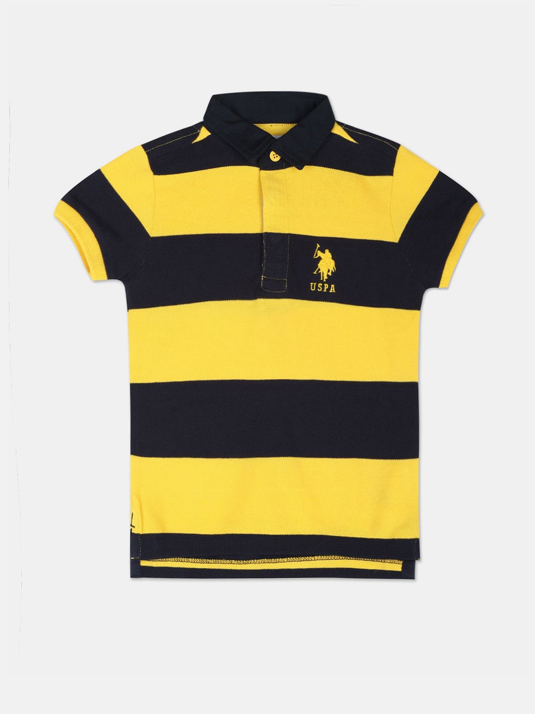 

U.S. Polo Assn. Kids Boys Striped Polo Collar Pure Cotton T-shirt, Yellow