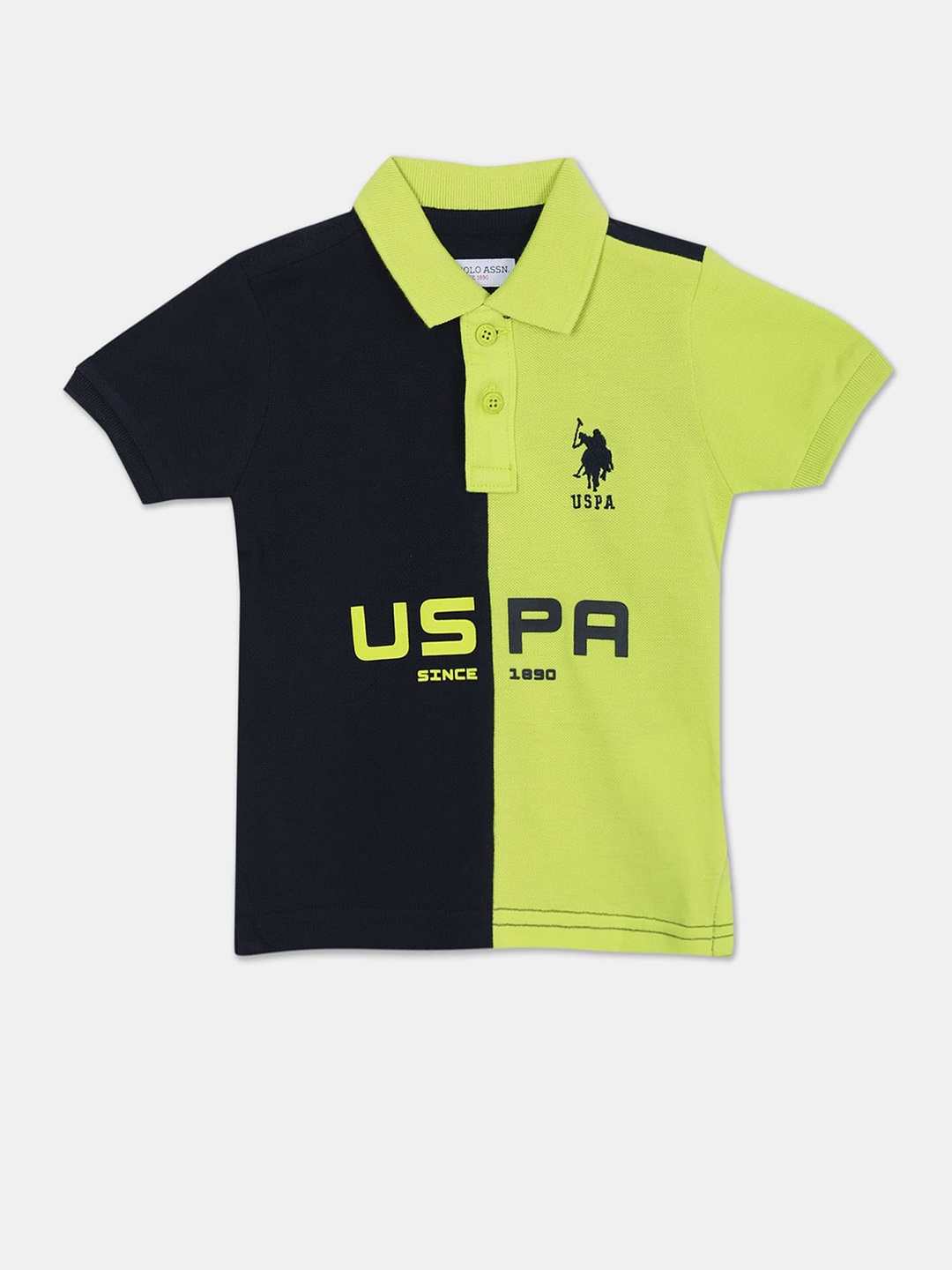 

U.S. Polo Assn. Kids Boys Cotton Colourblocked Polo Collar T-shirt, Green