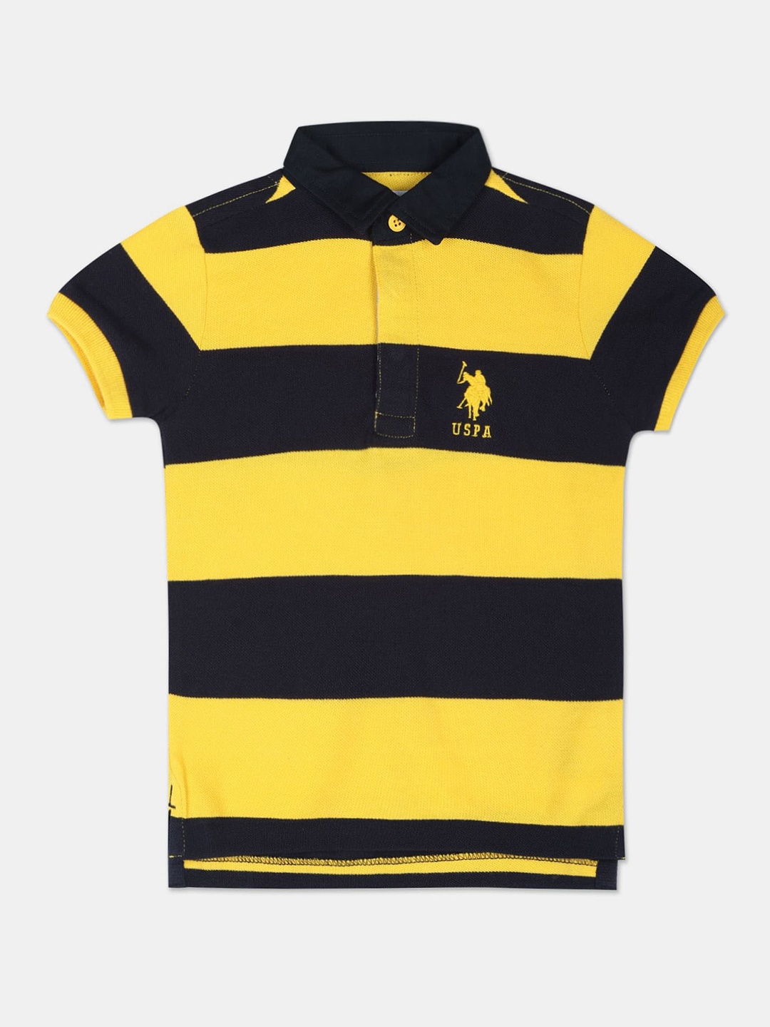 

U.S. Polo Assn. Kids Boys Cotton Striped Polo Collar T-shirt, Yellow