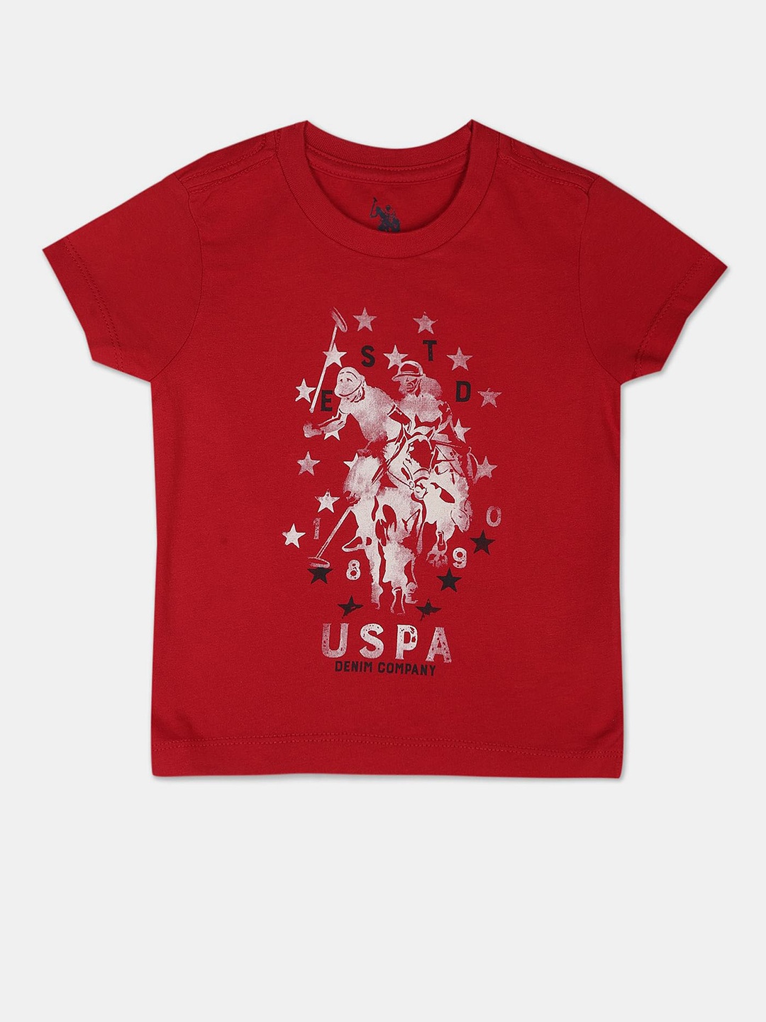 

U.S. Polo Assn. Kids Boys Printed Pure Cotton T-shirt, Red