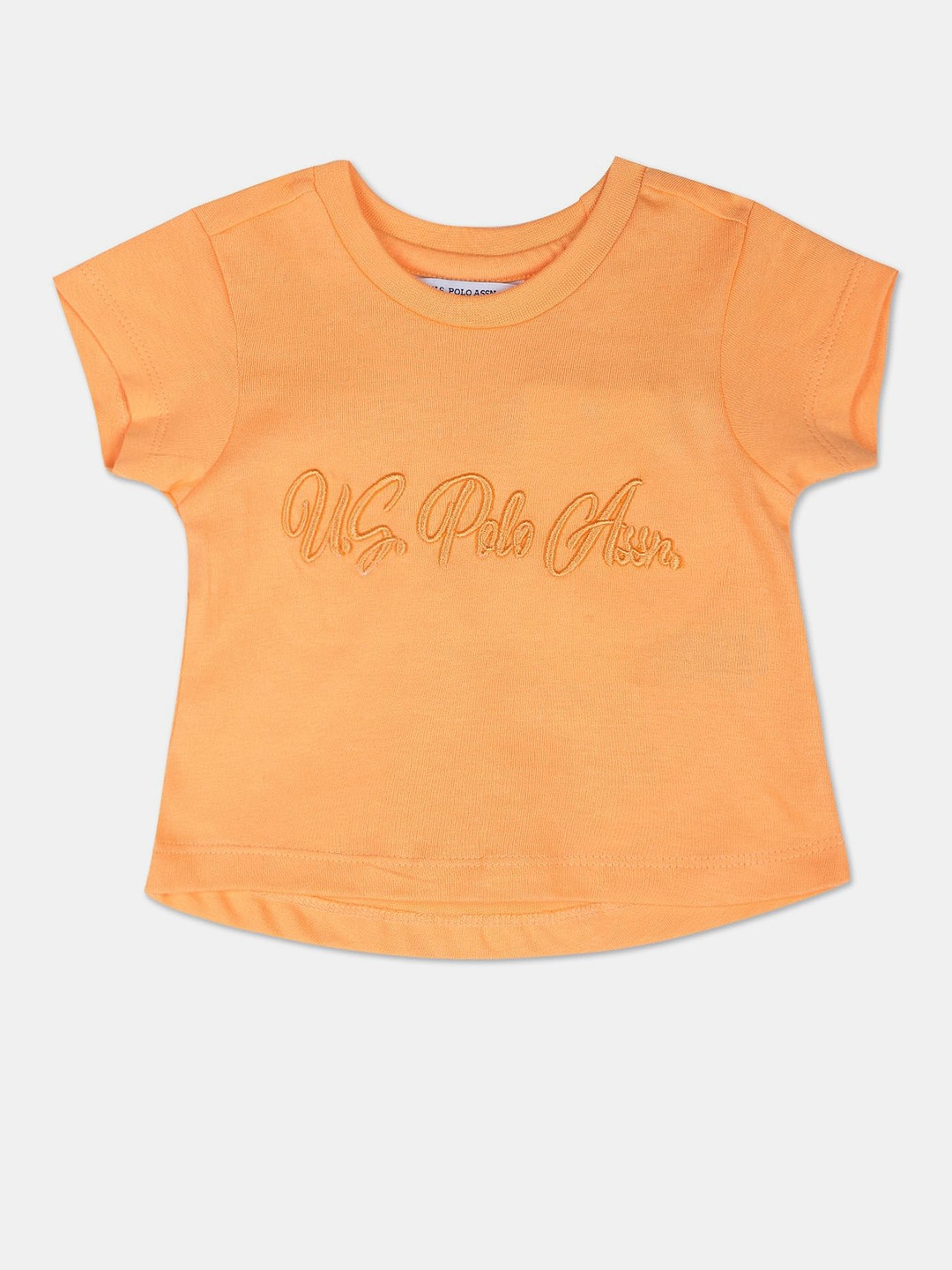 U.S. Polo Assn. Kids Girls Embroidered Cotton T-shirt, Orange