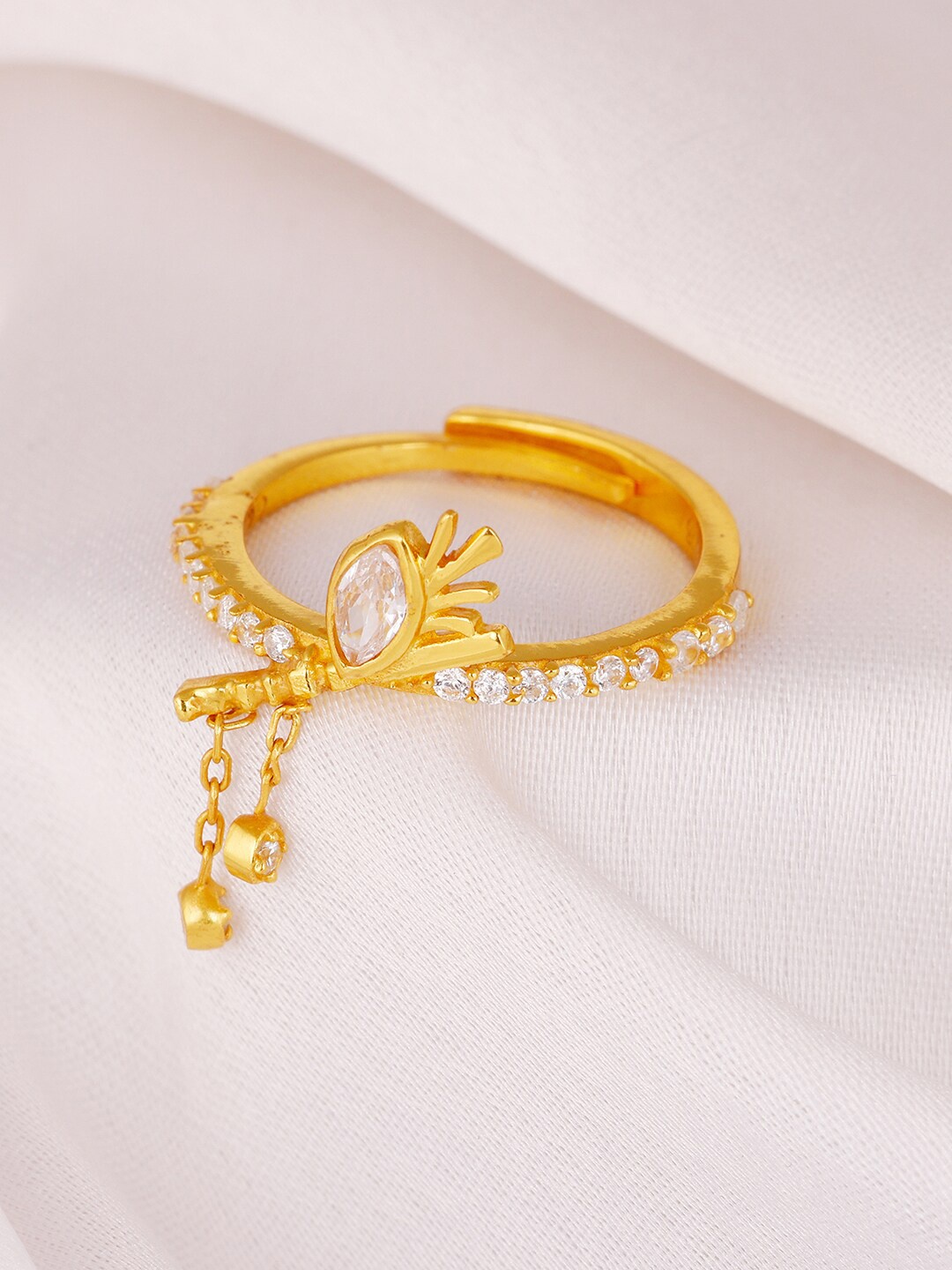 

GIVA 925 Sterling Silver Gold-Plated Cubic Zirconia Studded Finger Ring