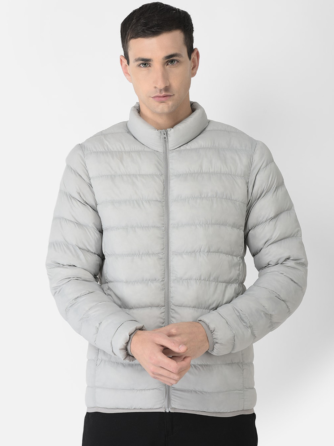 

Crimsoune Club Men Mock Collar Padded Jacket, Grey