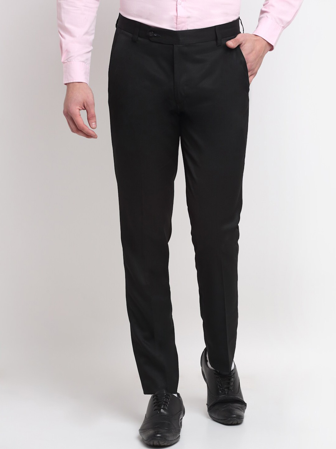 

Ennoble Men Smart Tapered Fit Easy Wash Trousers, Black