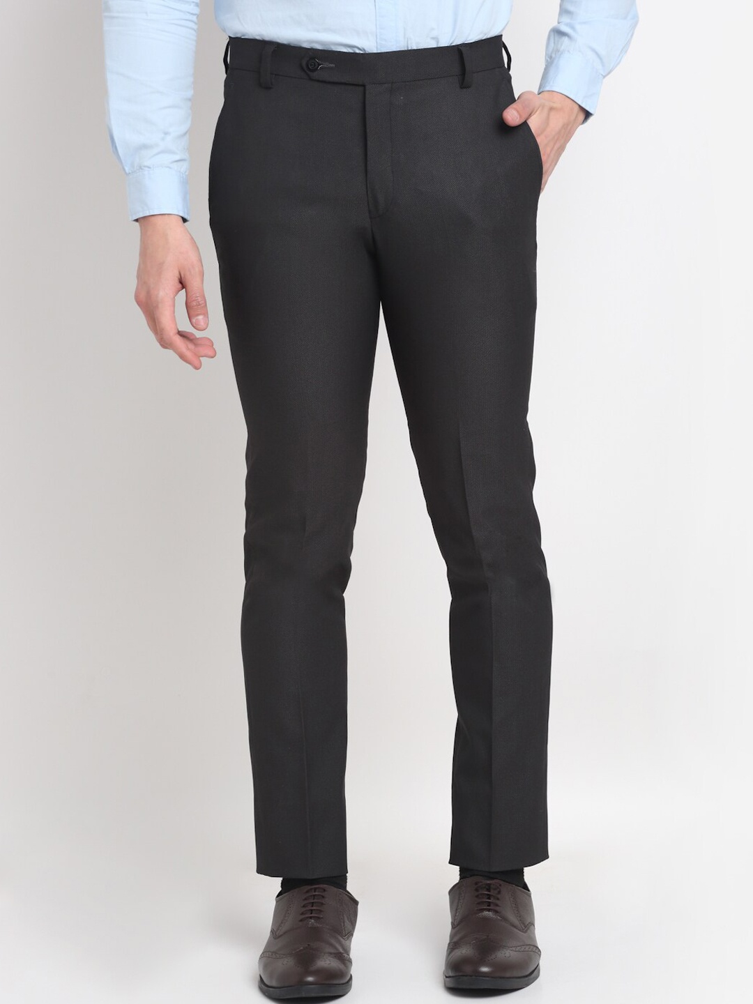 

Ennoble Men Smart Tapered Fit Easy Wash Trousers, Black
