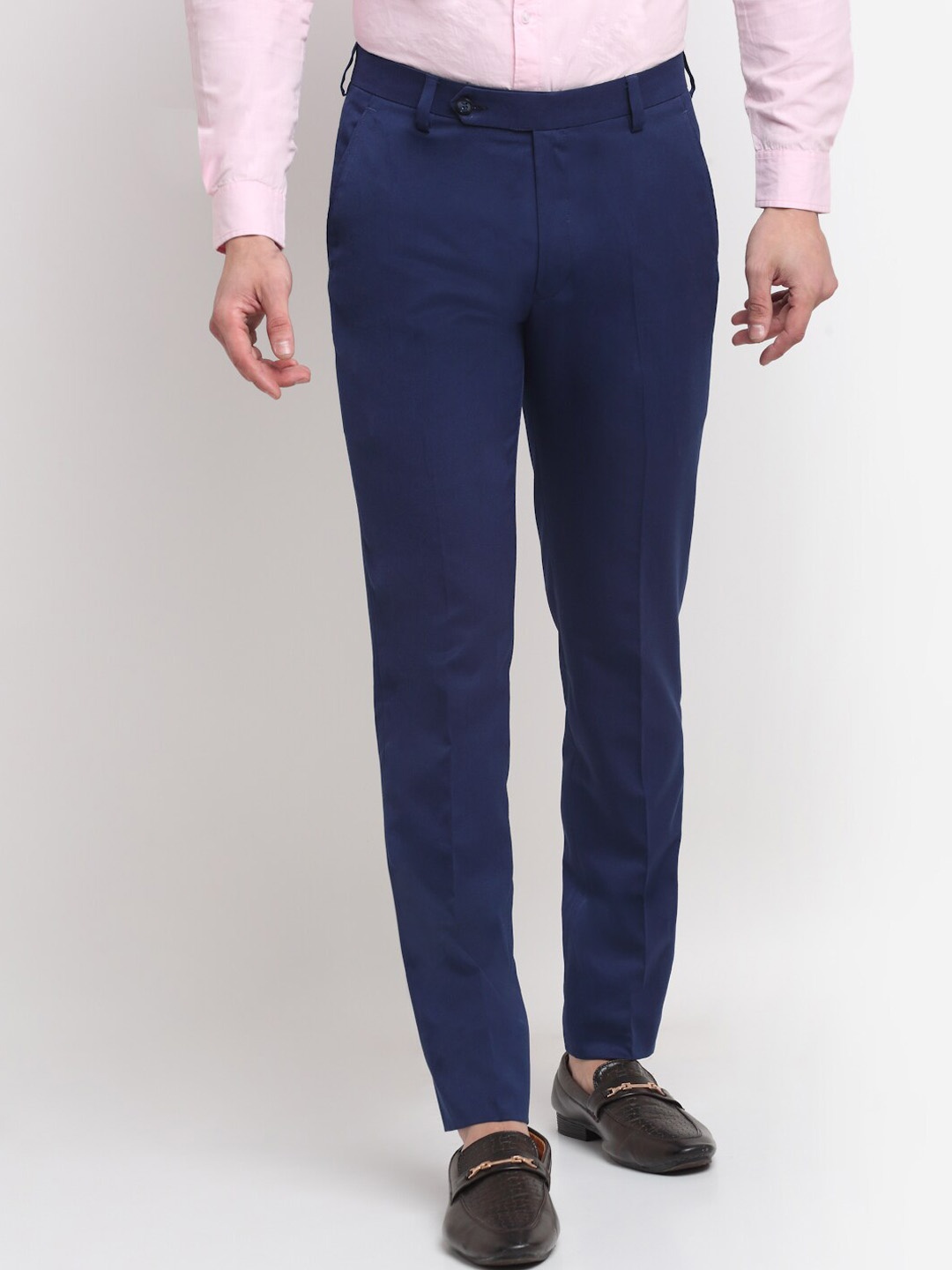 

Ennoble Men Tapered Fit Formal Trousers, Blue