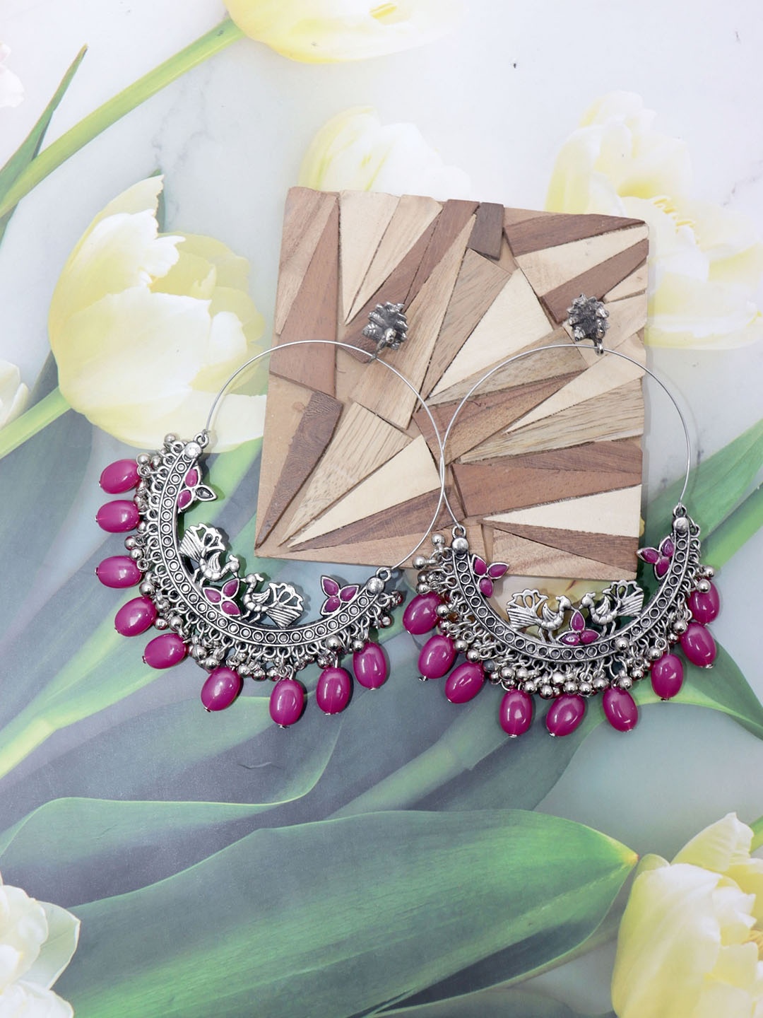 

Krelin Black & Pink Classic Chandbalis Earrings