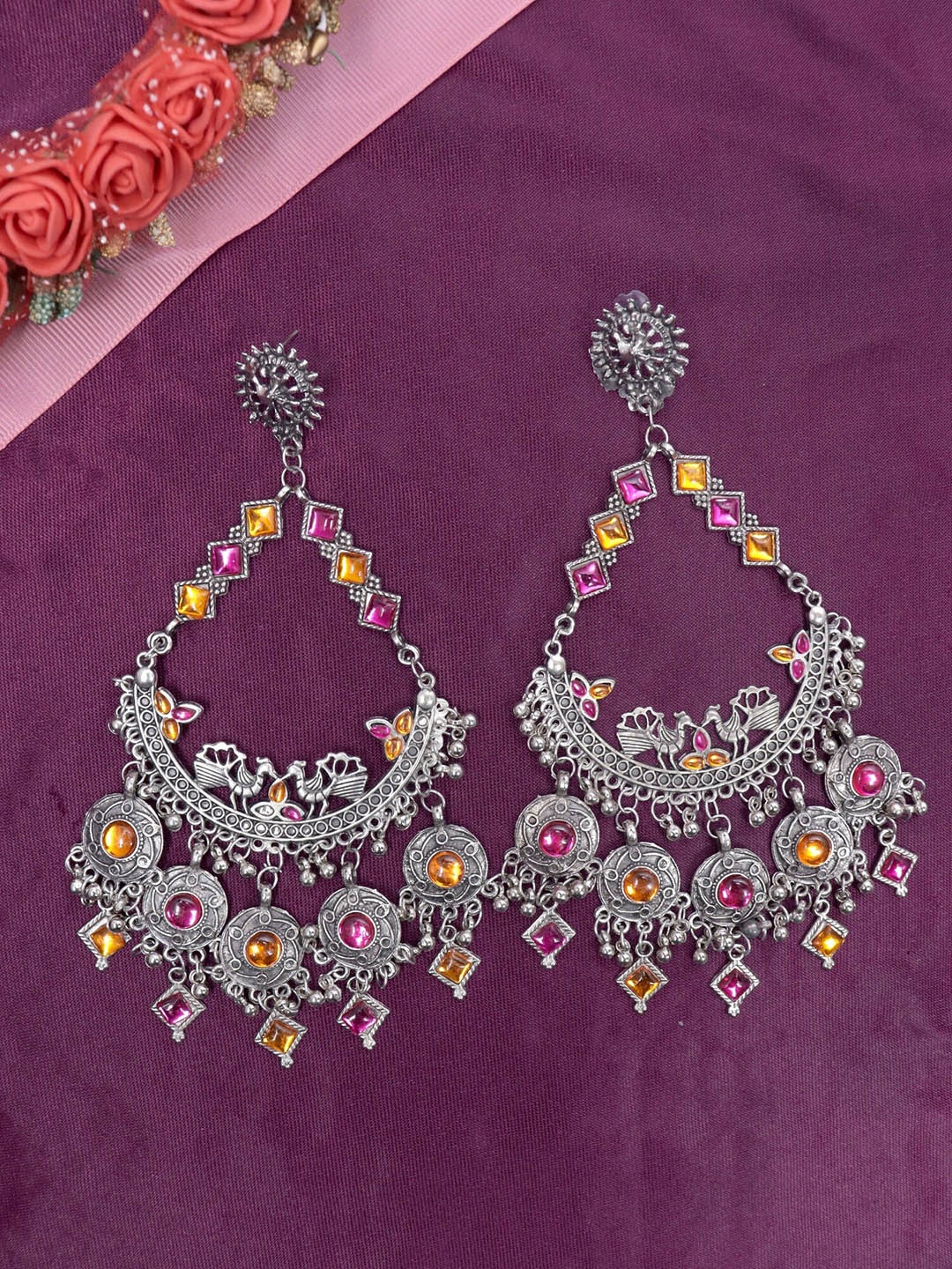 

Krelin Silver-Toned Classic Chandbalis Earrings