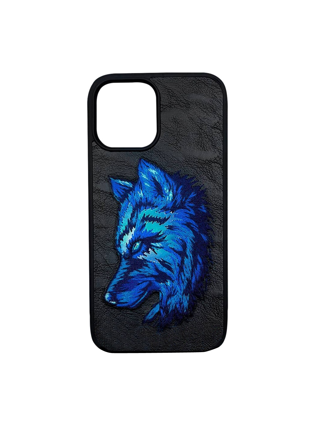 

TREEMODA Embroidered Leather iPhone 14 Pro max Back Case, Black