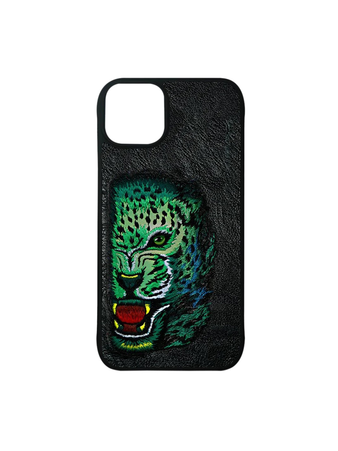 

TREEMODA Embroidered Leather iPhone 13 Pro Max Back Case, Black