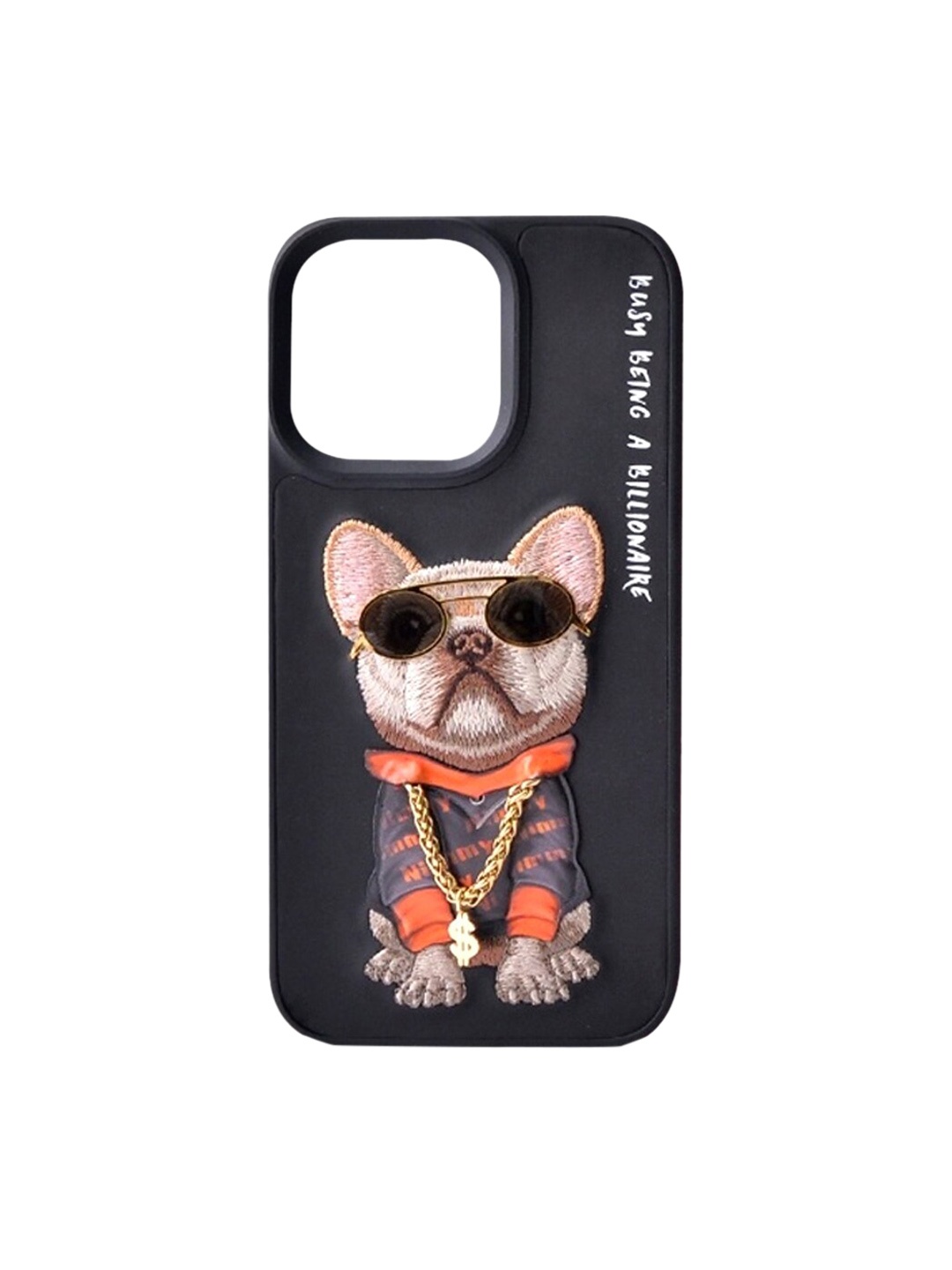 

TREEMODA NB Series Embroidered Leather iPhone 14 Pro Back Case, Black