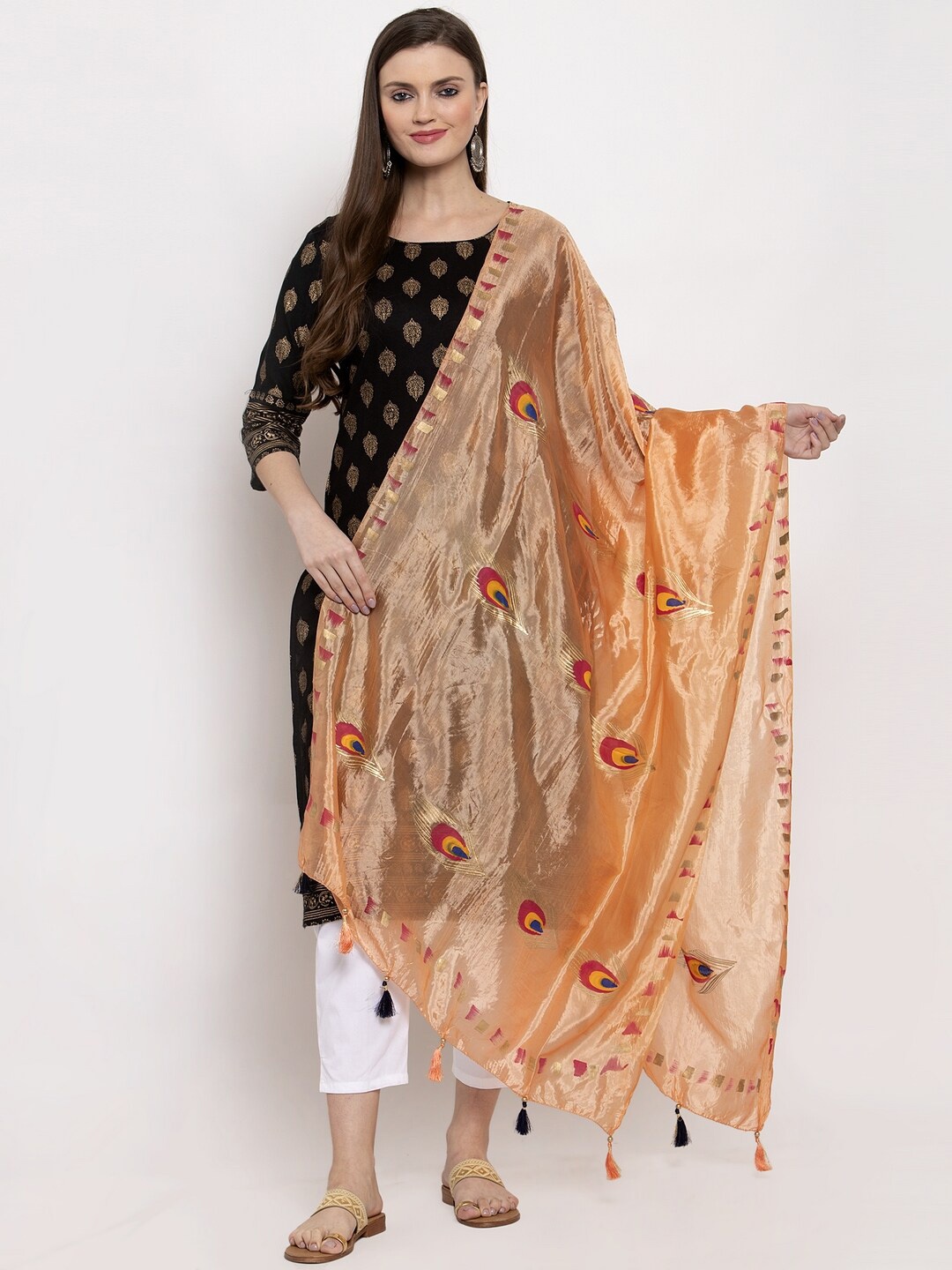 

Clora Creation Ethnic Motifs Printed Dupatta, Peach