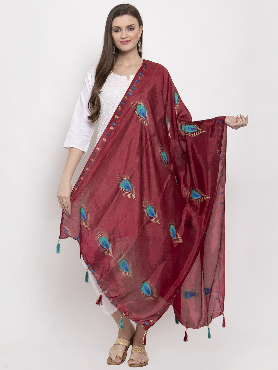 

Clora Creation Ethnic Motifs Printed Dupatta, Maroon