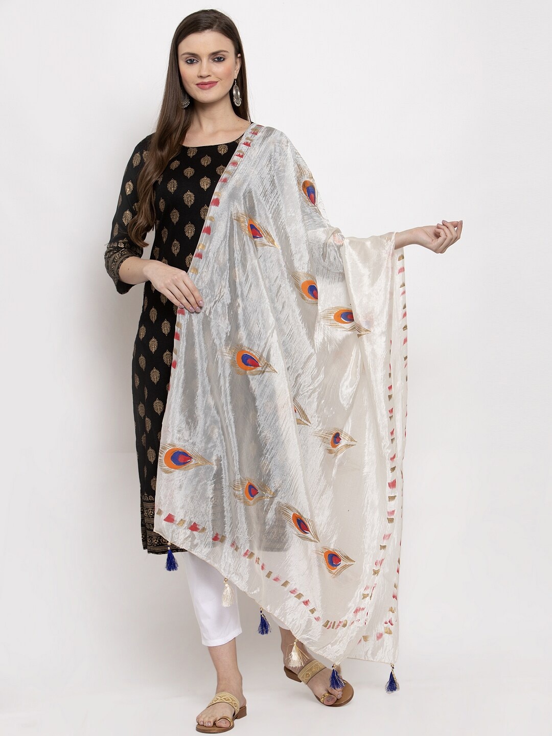 

Clora Creation Printed Dupatta, Off white