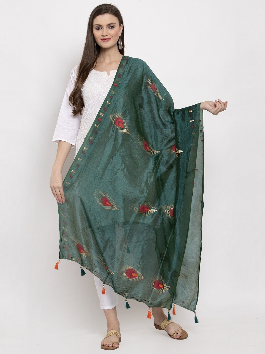 

Clora Creation Printed Dupatta, Green