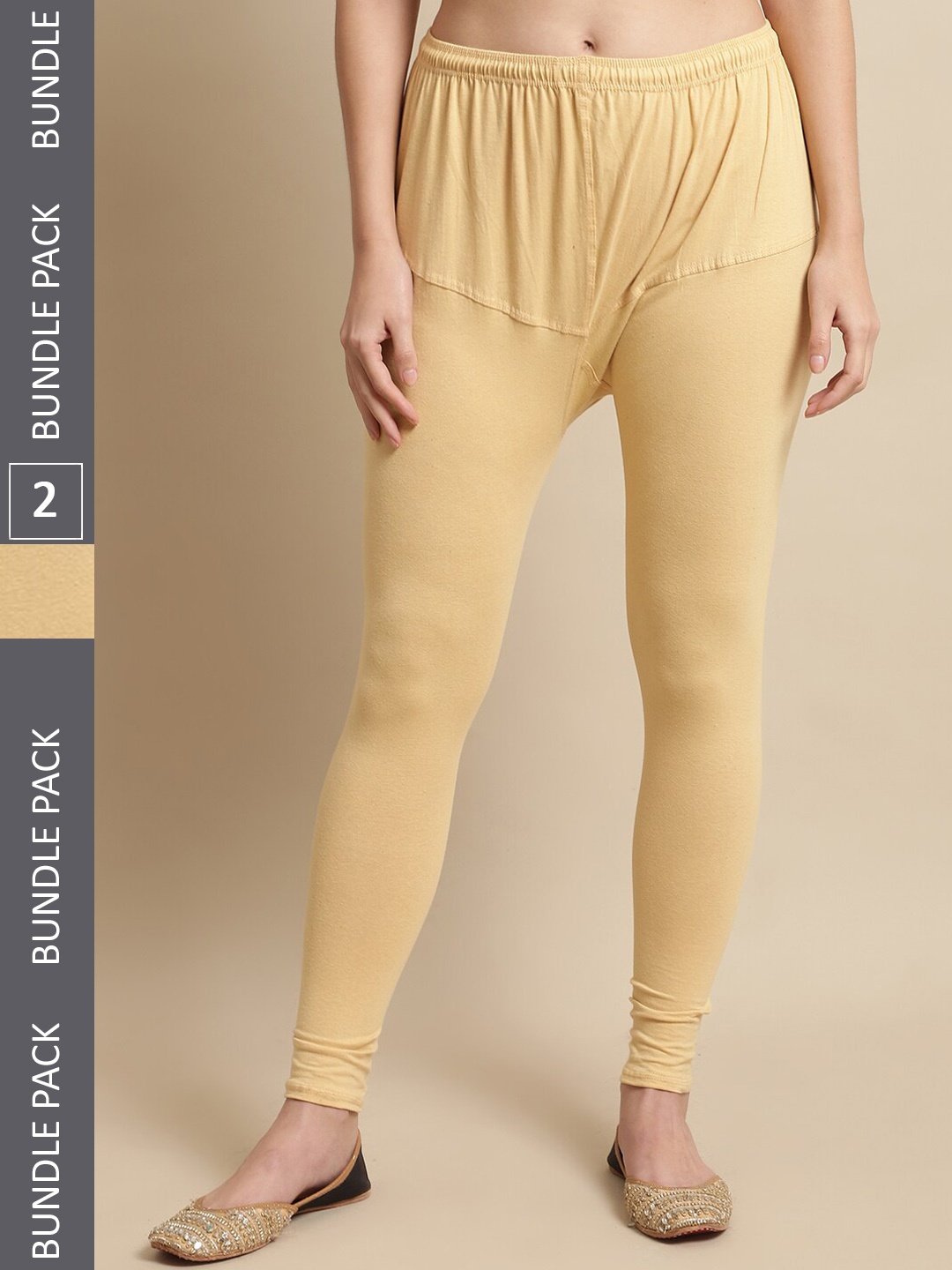 

KEX Women Pack Of 2 Churidar Length Leggings, Beige