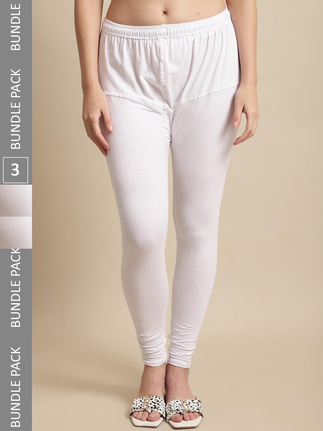 

KEX Pack Of 3 Cotton Churidar Length Leggings, White